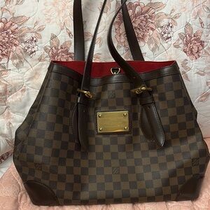 Louis Vuitton Brown and Red Damier Ebene Hampstead Tote